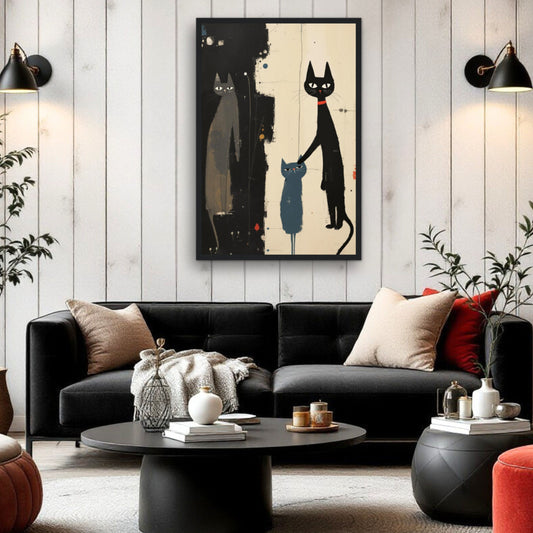 Abstract Cat Family Art Poster Print