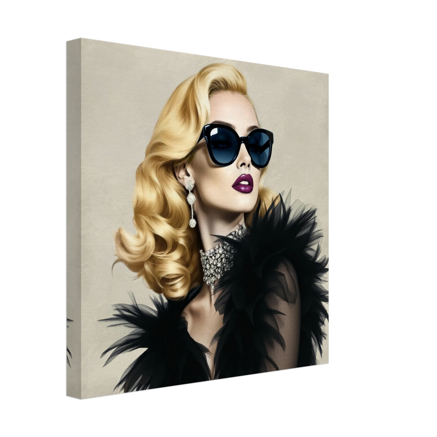 Blonde Bombshell Fashion Model Art Print 40x40 cm 16x16″ Gallery Wrapped Canvas