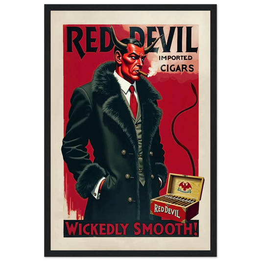 Red Devil Art Deco Cigar Art Print 30x45 cm 12x18″ Premium Matte Paper Wooden Framed Poster Black Wood Frame
