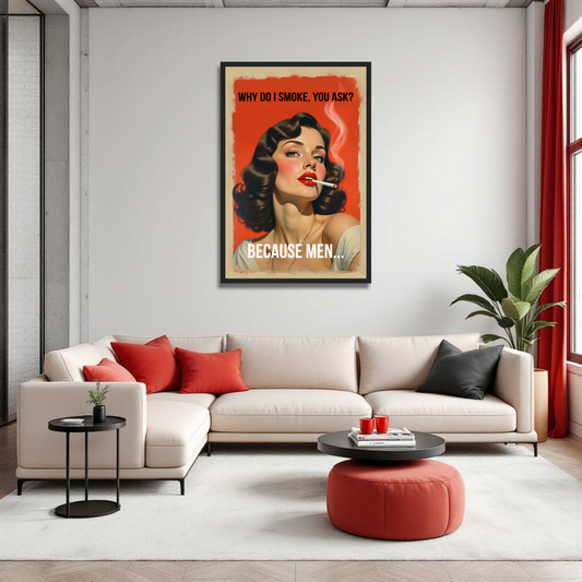Retro Smoking Pin-Up Girl Art Print
