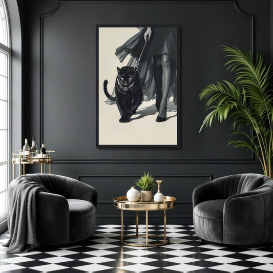 Retro Fashion Model Panther Art Print