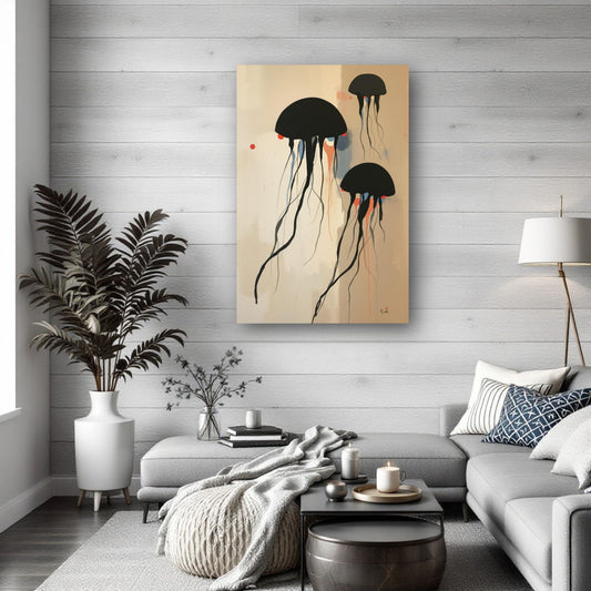 Minimalist Abstract Floating Jellyfish Art Print