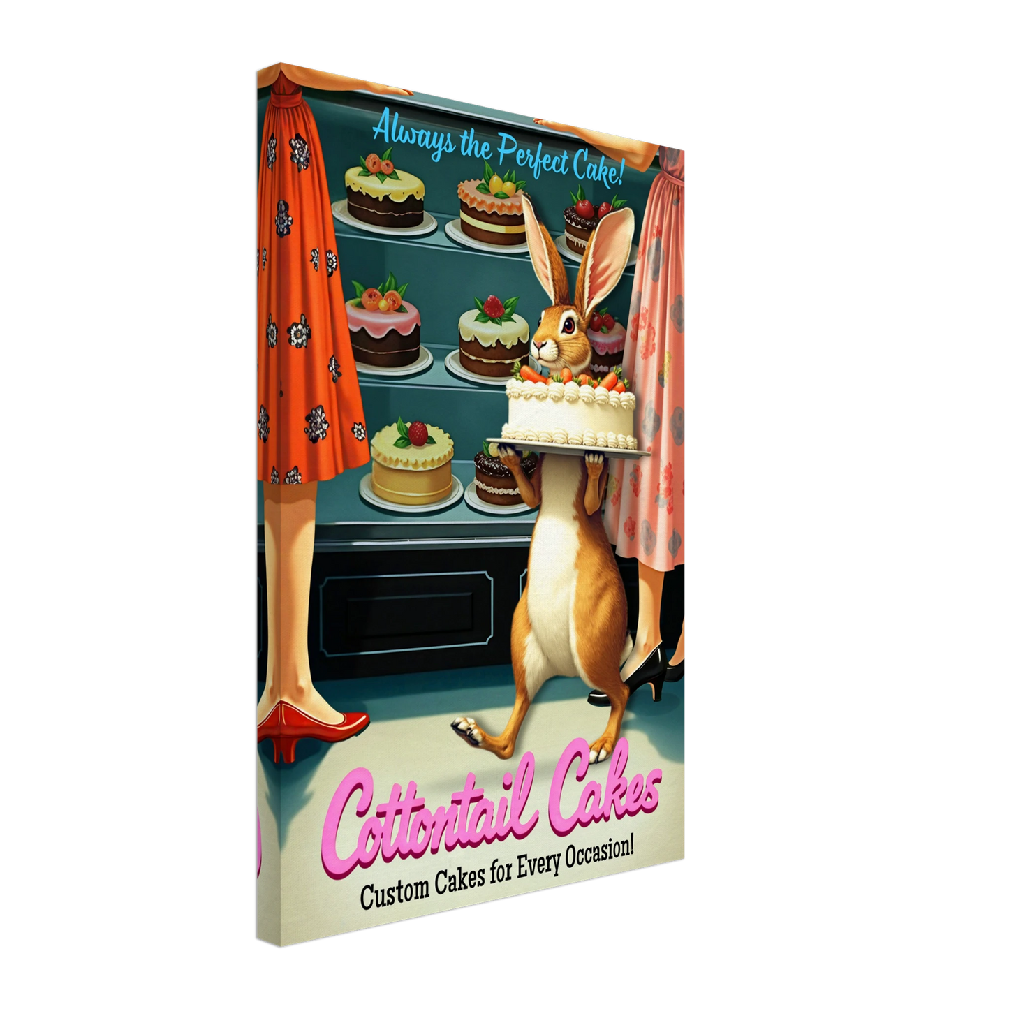Cottontail Rabbit Bakery 1950s Kitchen Print No Frame 40x60 cm 16x24″ Gallery Wrapped Canvas