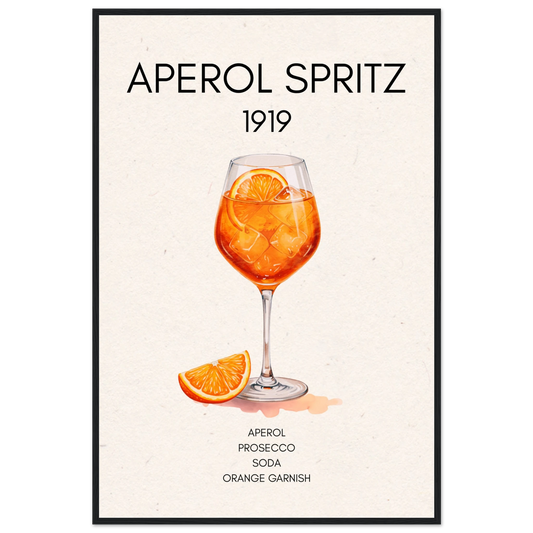 Aperol Spritz Cocktail Bar Poster Print Black Wood Frame 60x90 cm 24x36″ Classic Matte Paper Wooden Framed Poster