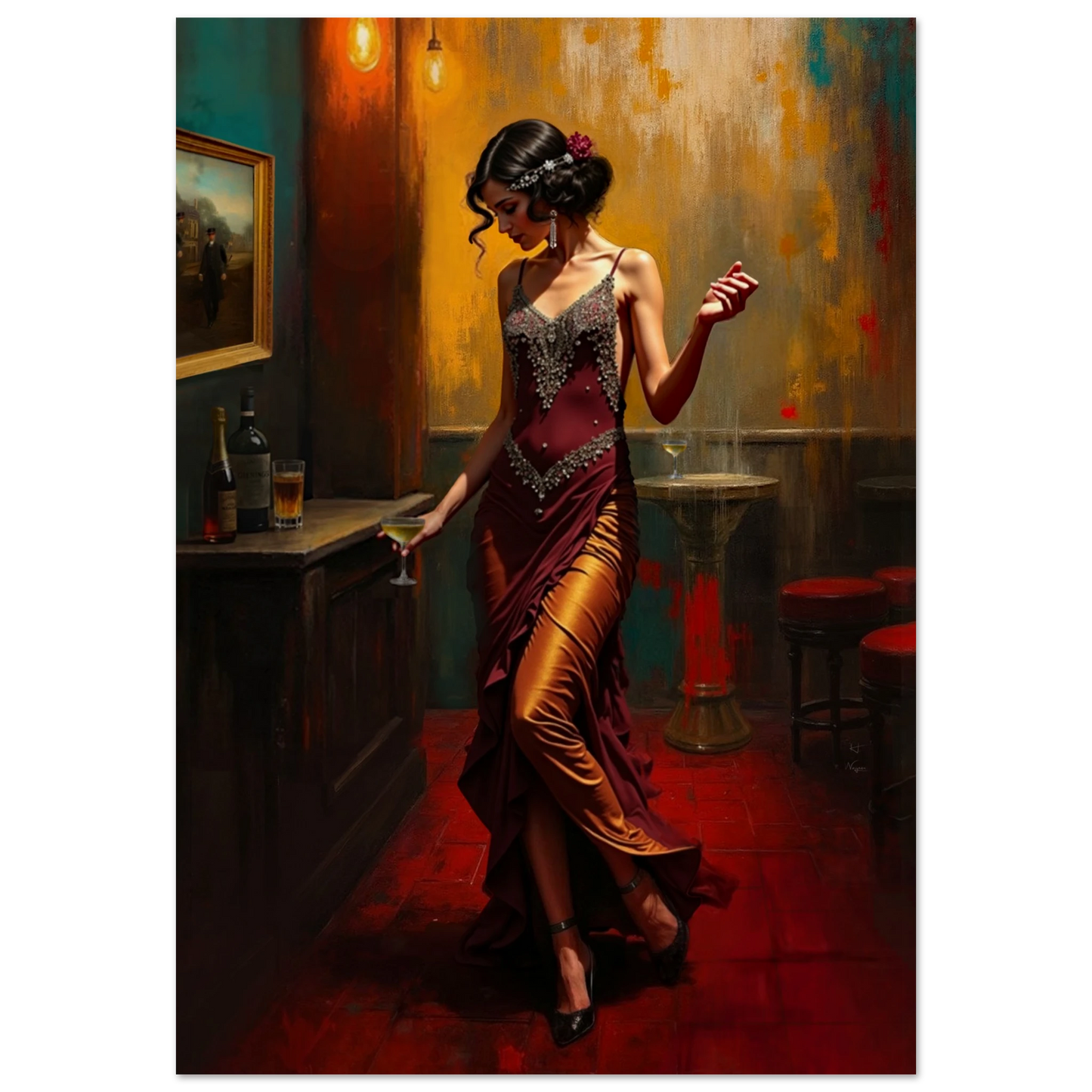 Speakeasy Flapper Art Prohibition Poster Print No Frame 70x100 cm 28x40″ Museum-Quality Matte Paper Poster