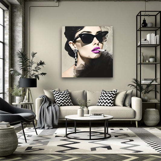 Smoking Girl Retro Fashion Model Art Print