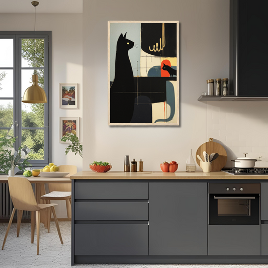 Abstract Cat & Kitten Modern Art Print