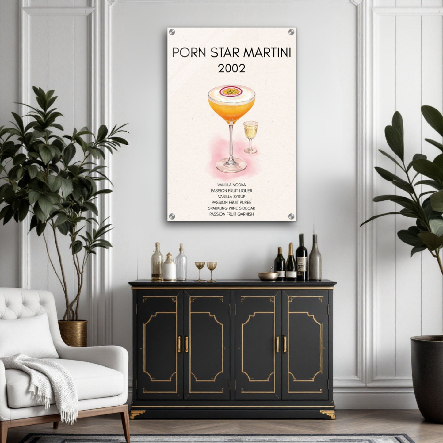 Porn Star Martini Cocktail Bar Poster Print Black Wood Frame 40x60 cm 16x24″ Museum-Quality Matte Paper Wooden Framed Poster