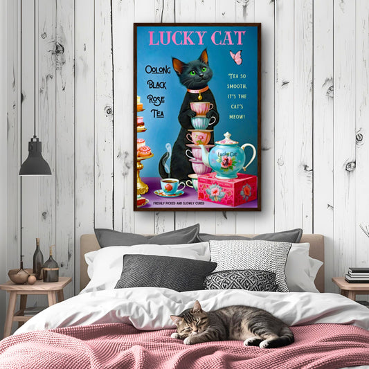 Lucky Cat Vintage Oolong Tea Art Print