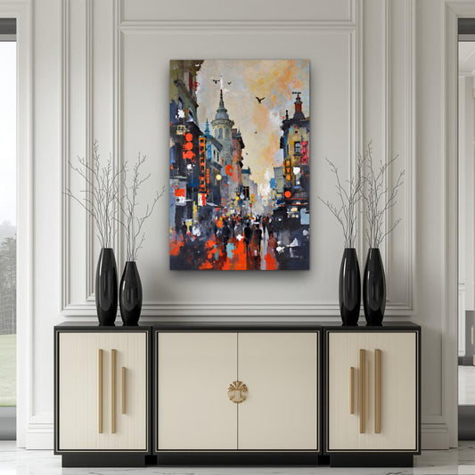Gothic City Street Art Print - European Cityscape