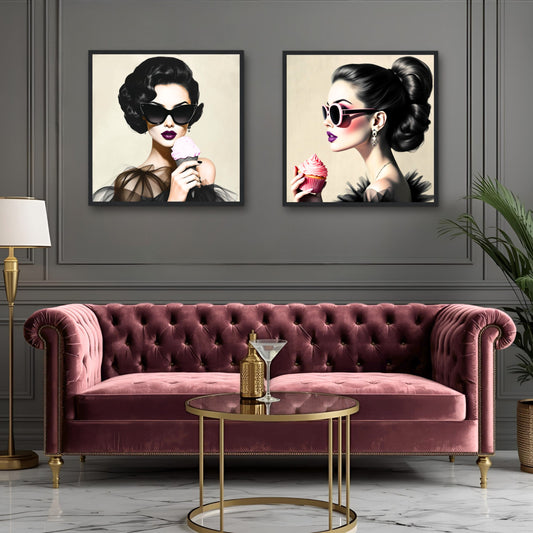 Retro Fashion Model Ice Cream Art Print