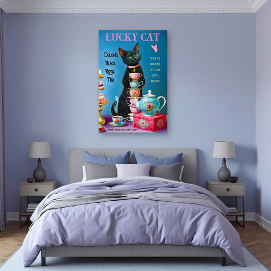 Lucky Cat Vintage Oolong Tea Art Print