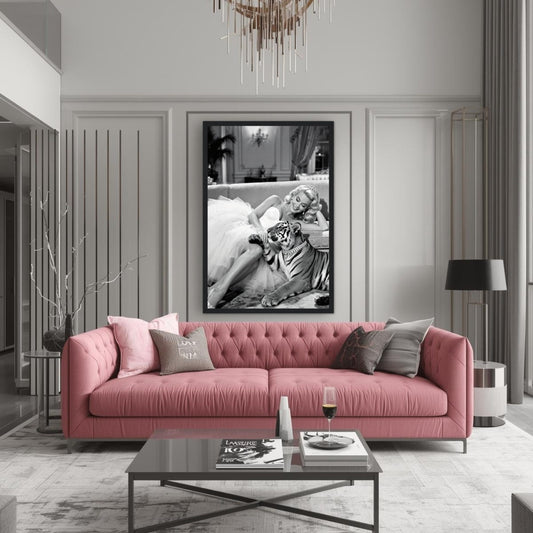 Vintage Hollywood Starlet Tiger Art Print