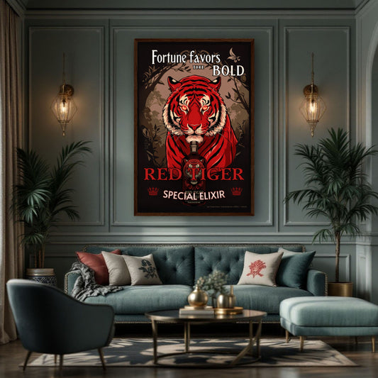 Tiger Cocktail Bar Art Poster Print
