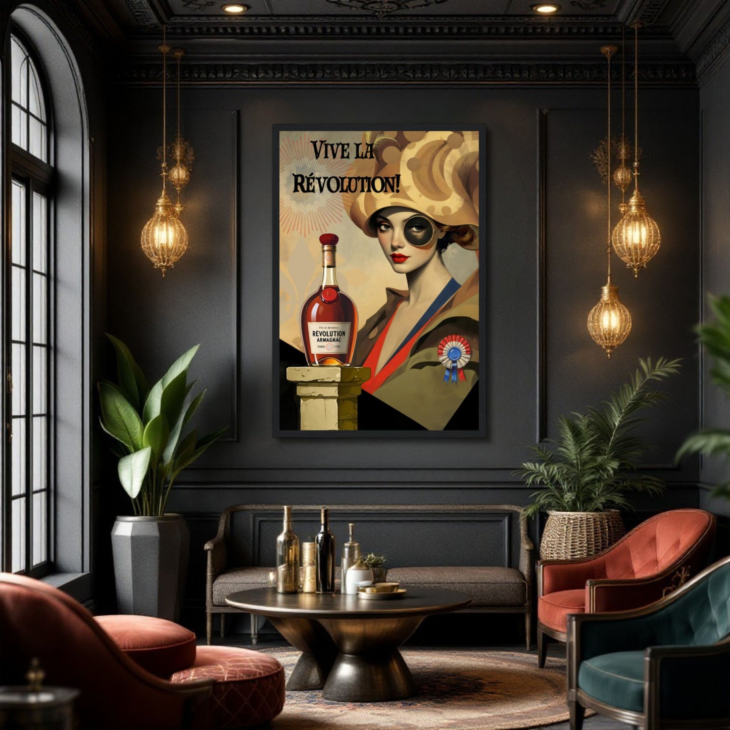 Vintage French Revolution Cognac Art Print Light Wood Frame 30x45 cm 12x18″ Premium Matte Paper Wooden Framed Poster