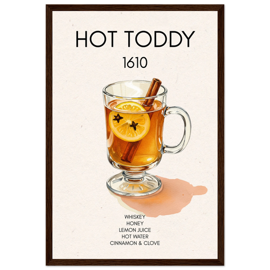 Hot Toddy Cocktail Bar Art Print Dark Brown Wood Frame 30x45 cm 12x18″ Premium Matte Paper Wooden Framed Poster