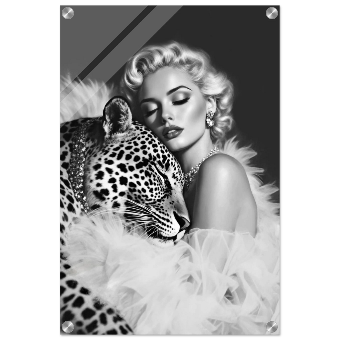 Marilyn Monroe Glam Leopard Art Print No Frame 40x60 cm 16x24″ Sleek Acrylic Print