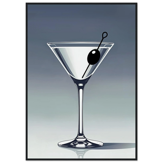 Retro Martini Cocktail Bar Art Print 70x100 cm 28x40″ Classic Matte Paper Wooden Framed Poster Black Wood Frame
