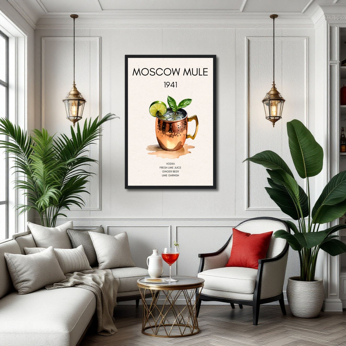 Moscow Mule Cocktail Bar Poster Print Black Wood Frame 30x45 cm 12x18″ Museum-Quality Matte Paper Wooden Framed Poster