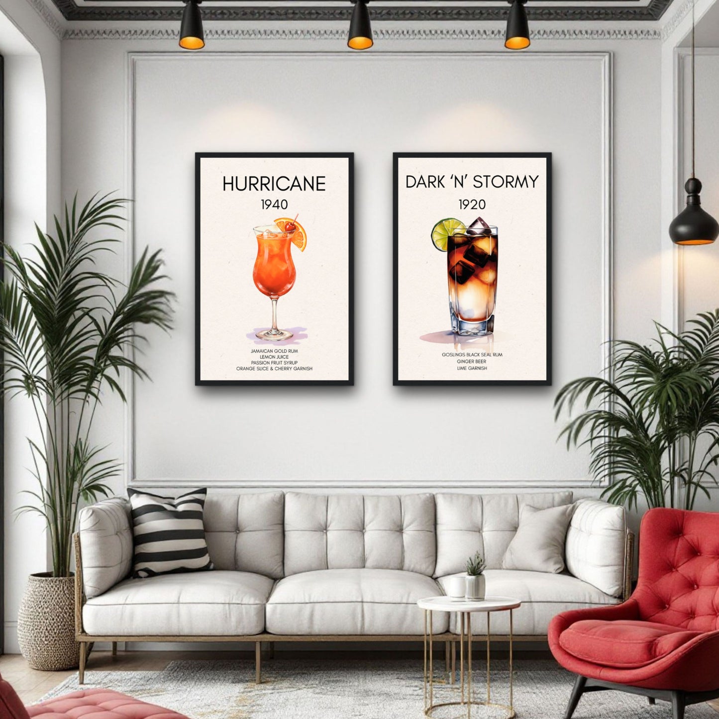 Dark n Stormy Cocktail Drink Bar Art Print Light Wood Frame 30x45 cm 12x18″ Premium Matte Paper Wooden Framed Poster