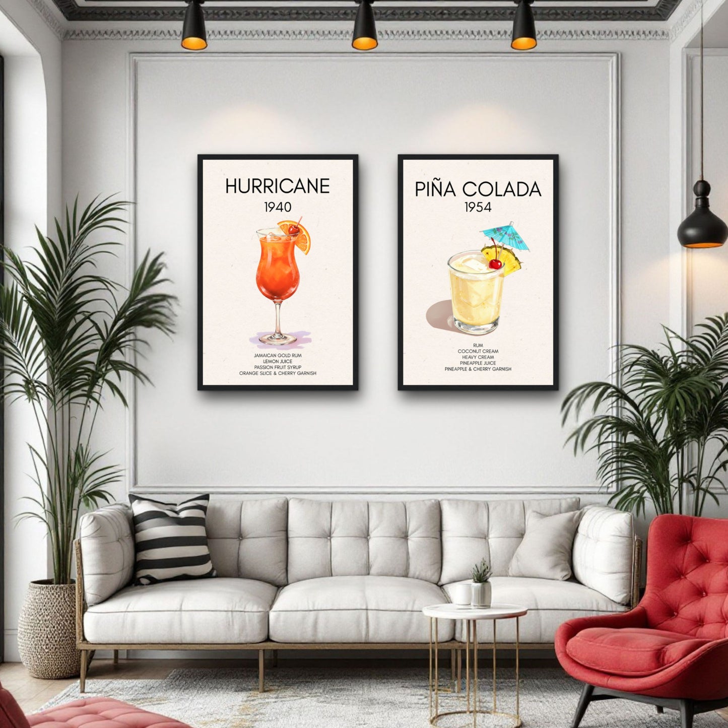 Hurricane Cocktail Bar Poster Print Black Wood Frame 30x45 cm 12x18″ Framed Canvas