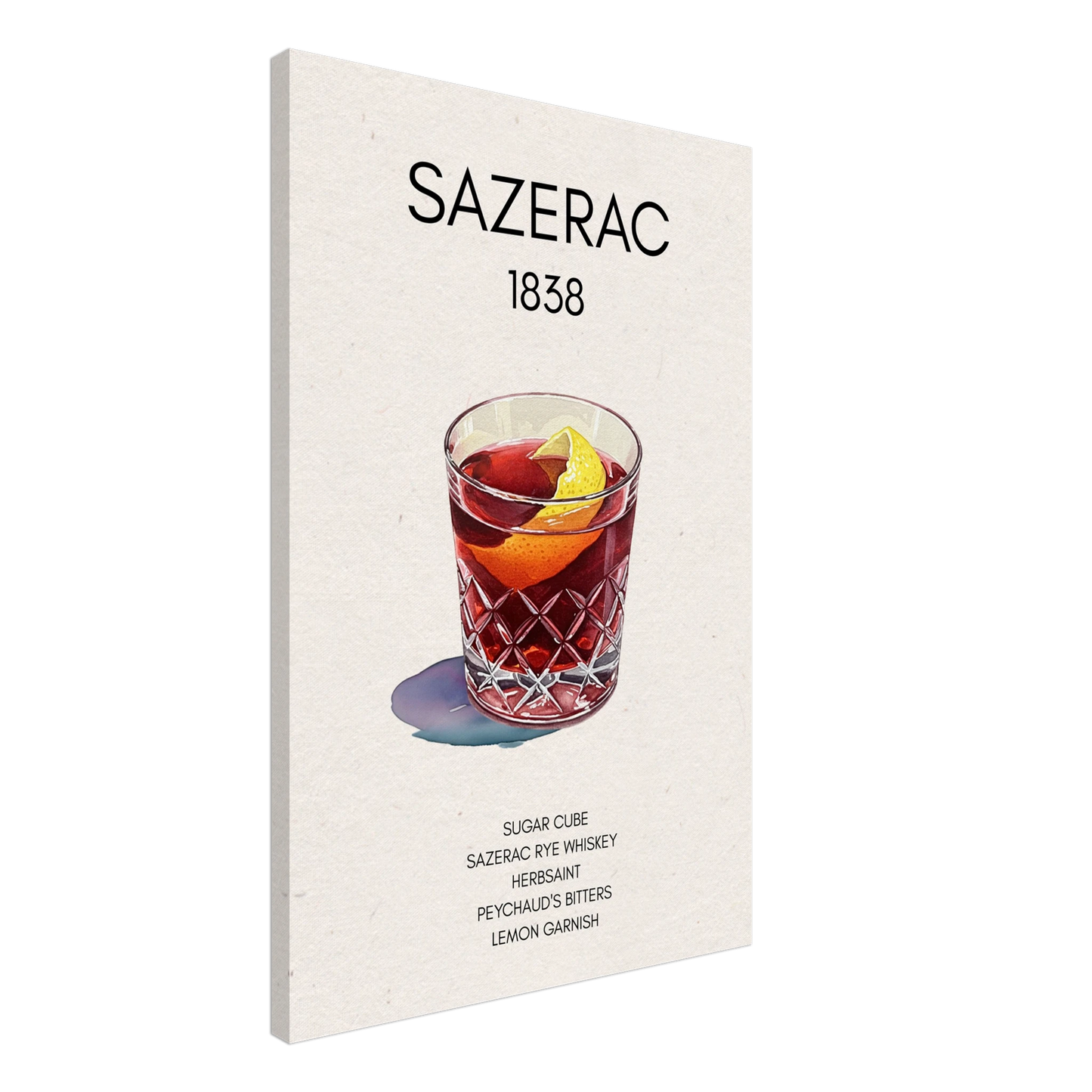Sazerac Cocktail Bar Art Print Black Wood Frame 30x45 cm 12x18″ Premium Matte Paper Wooden Framed Poster