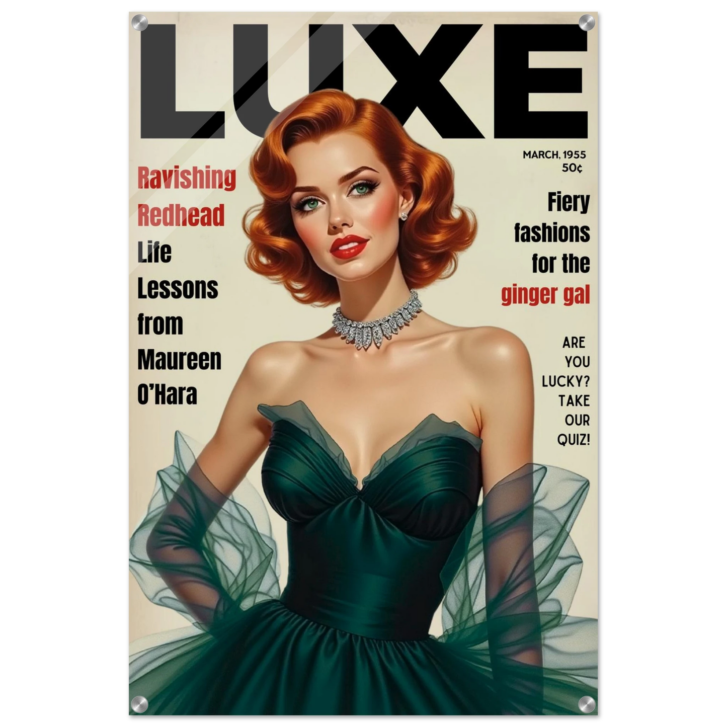 Maureen O'Hara Vintage Fashion Art Poster Print No Frame 60x90 cm 24x36″ Sleek Acrylic Print