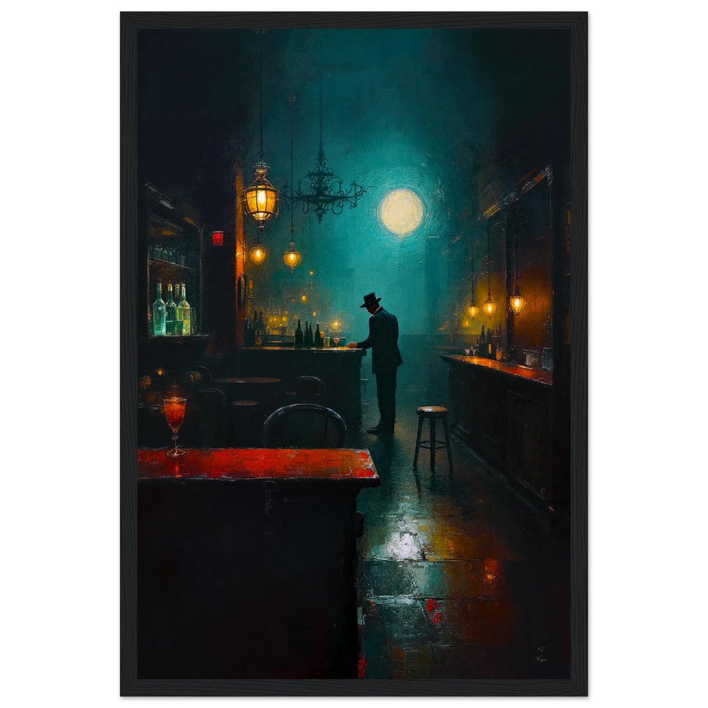 Speakeasy Bootleg Prohibition Bar Art Print Black Wood frame 30x45 cm 12x18″ Museum-Quality Matte Framed Poster