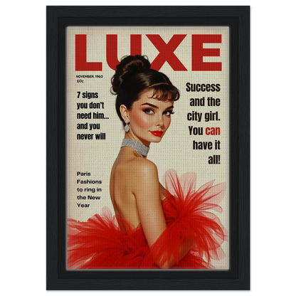 Audrey Hepburn Vintage Fashion Art Print Black Wood Frame 20x30 cm 8x12″ Framed Canvas