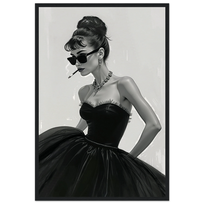 Audrey Hepburn Smoking Fashion Art Print Black Wood Frame 40x60 cm 16x24″ Museum-Quality Matte Paper Wooden Framed Poster