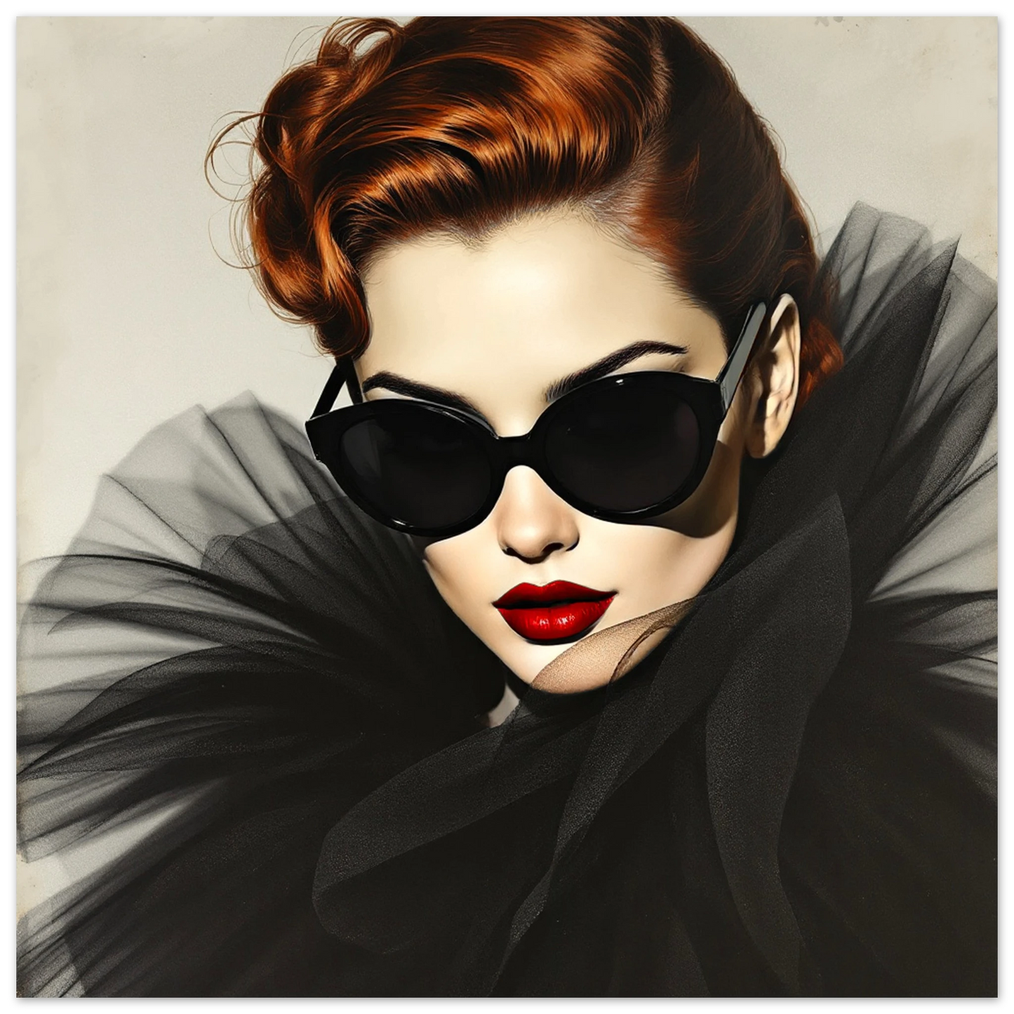 Femme Fatale Paris Runway Fashion Art Print 40x40 cm 16x16″ Premium Matte Paper Poster
