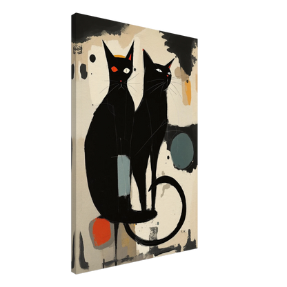 Abstract Crazy Cat Duo Art Print No Frame 60x90 cm 24x36″ Gallery Wrapped Canvas