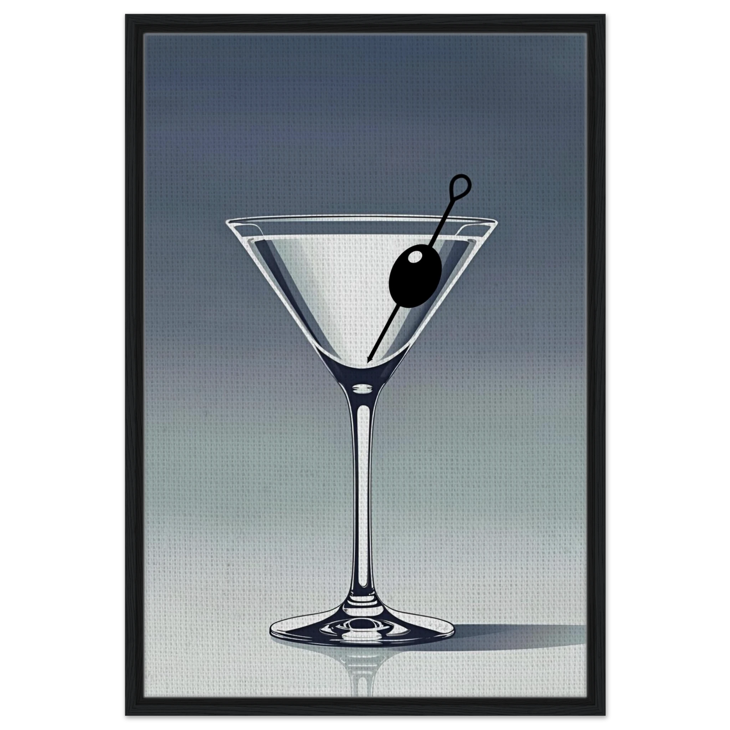 Retro Martini Cocktail Bar Art Print 60x90 cm 24x36″ Framed Canvas Black Wood Frame