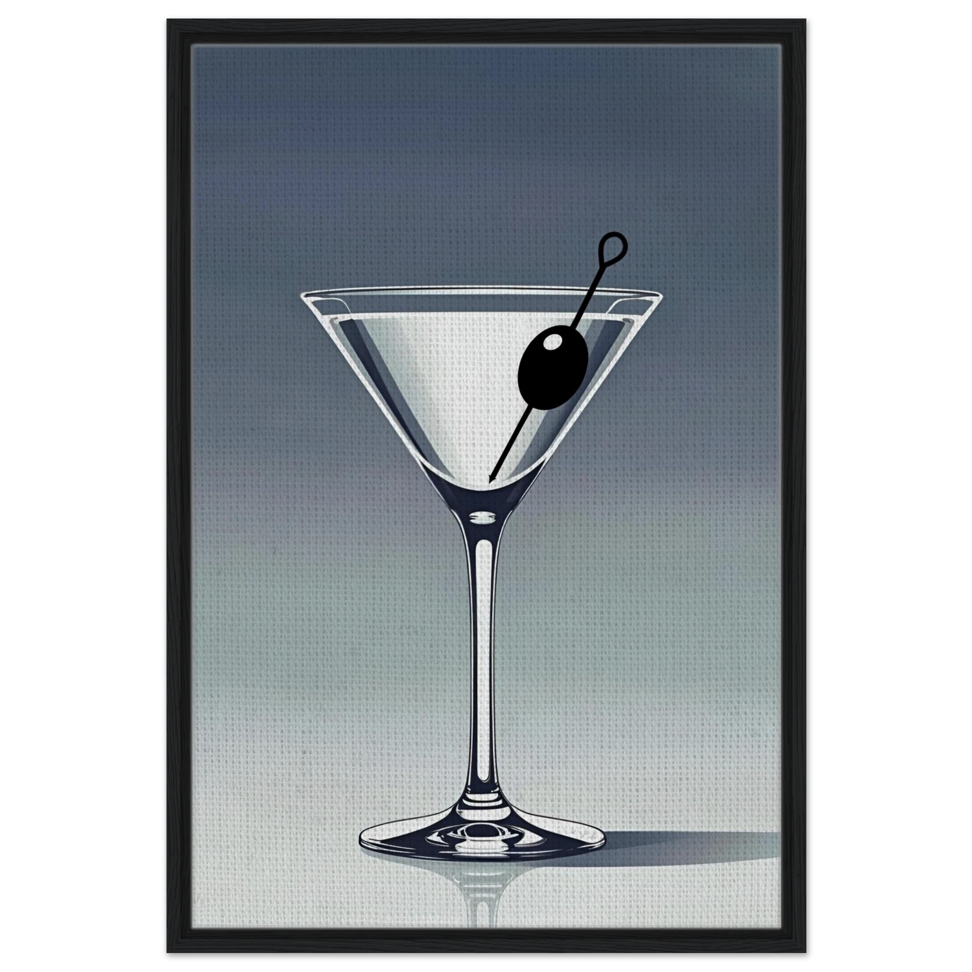 Retro Martini Lounge Cocktail Bar Art Print 60x90 cm 24x36″ Framed Canvas Black Wood Frame