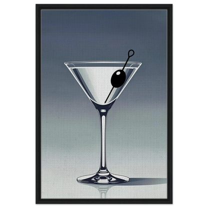 Retro Martini Lounge Cocktail Bar Art Print 60x90 cm 24x36″ Framed Canvas Black Wood Frame