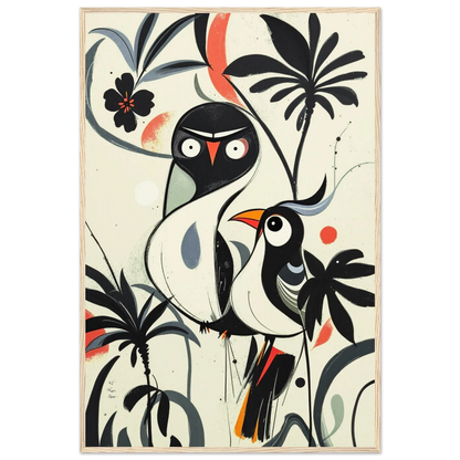 Abstract Bird Modern Tropical Art Print Light Wood Frame 60x90 cm 24x36″ Classic Matte Paper Wooden Framed Poster