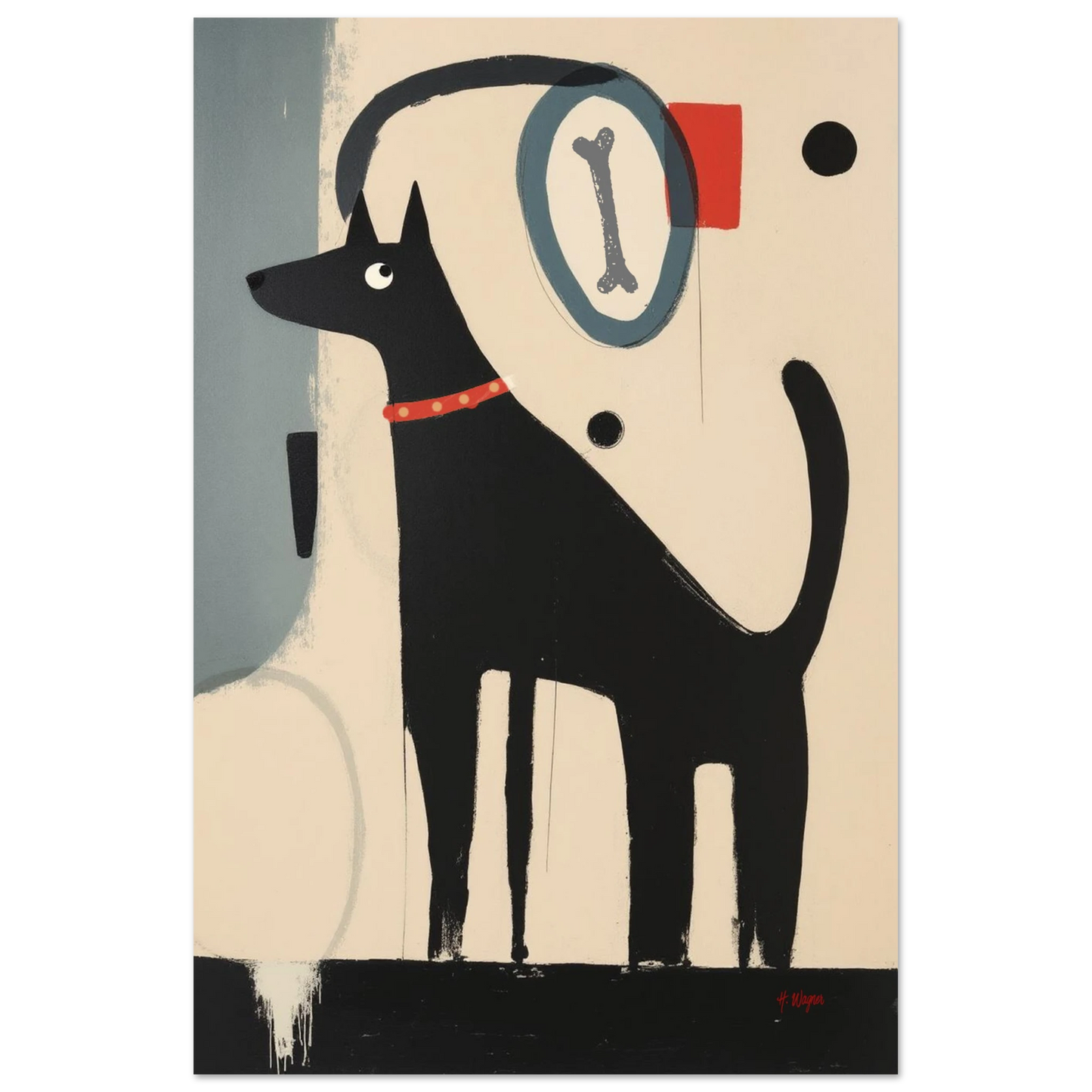 Quirky Modern Dog Art Print 40x60 cm 16x24″ Premium Matte Paper Poster No Frame