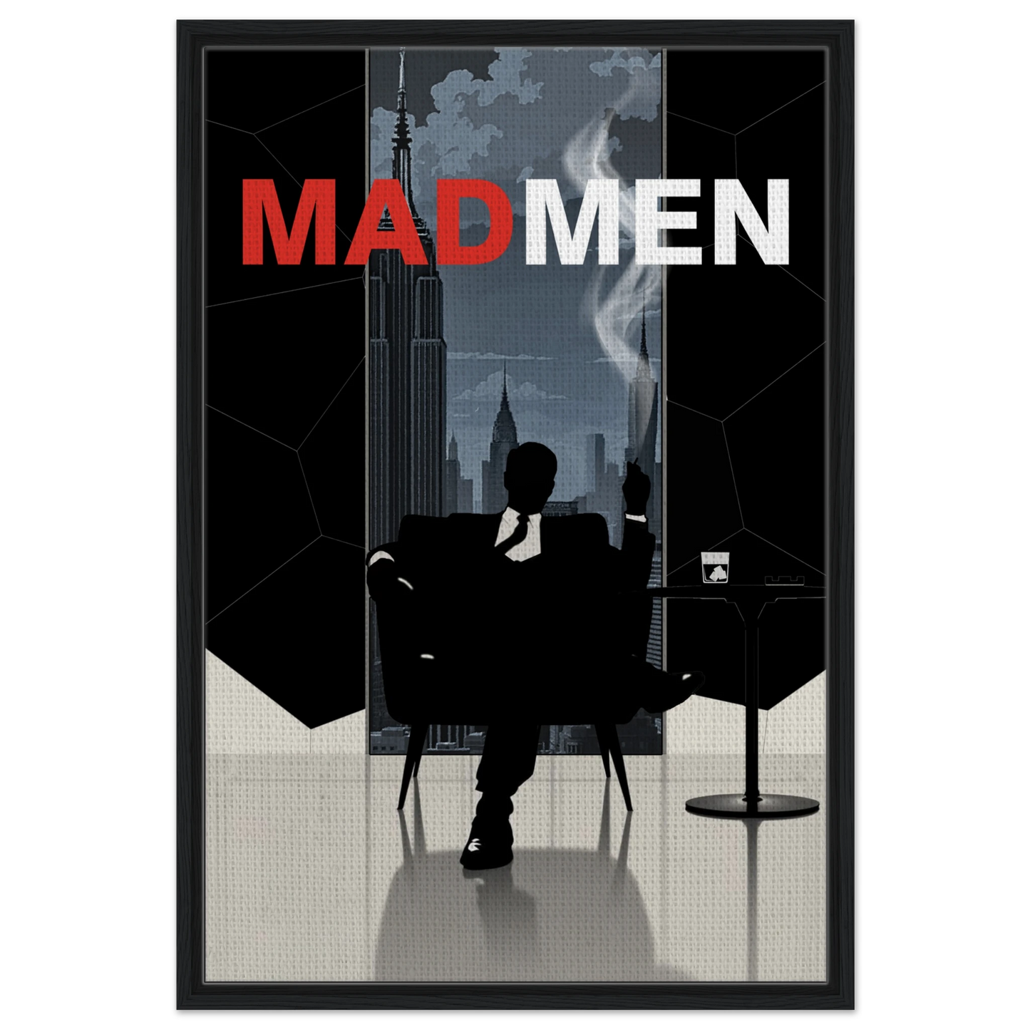 Mad Men Don Draper Retro Art Print Black Wood Frame 60x90 cm 24x36″ Framed Canvas