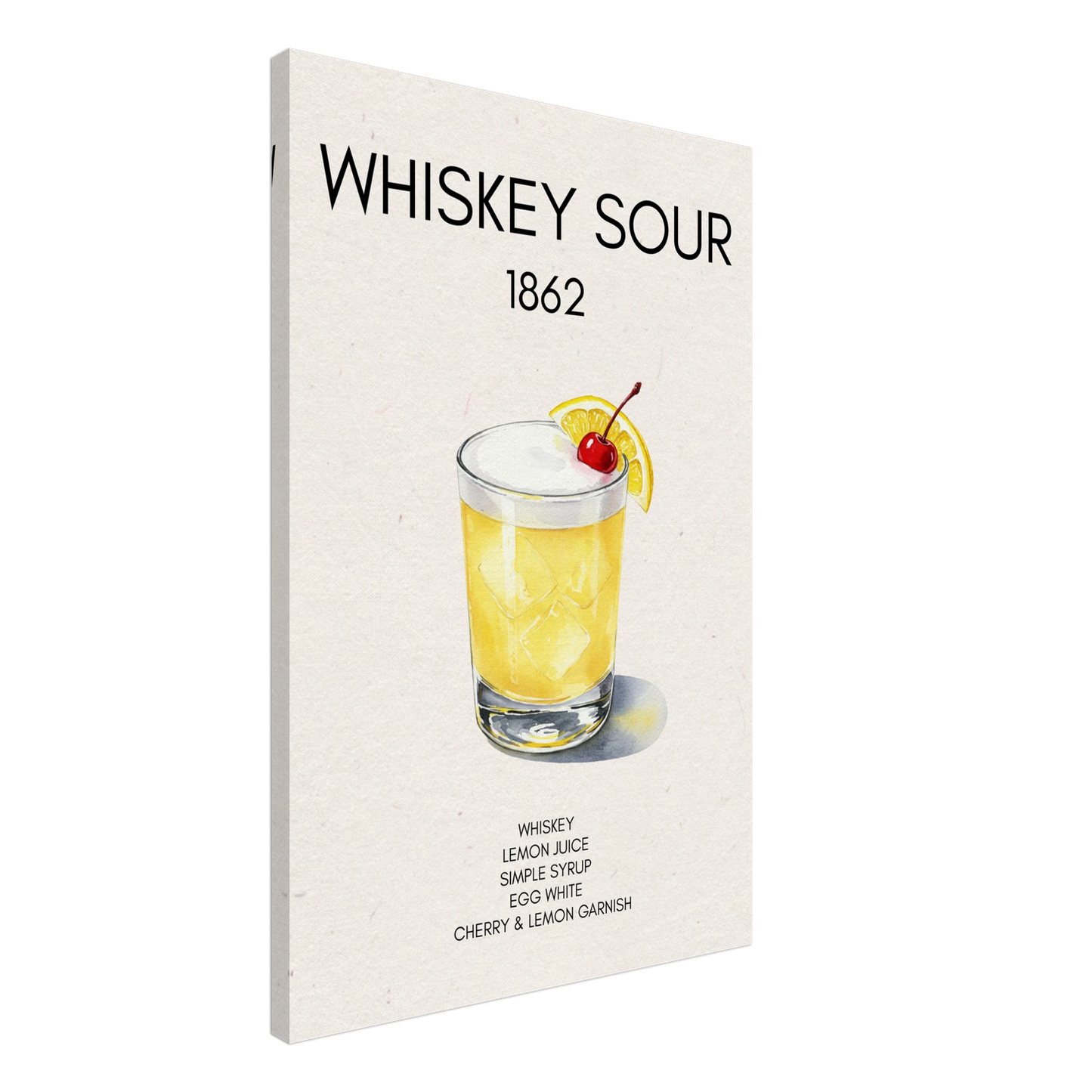 Whiskey Sour Cocktail Bar Poster Print No Frame 60x90 cm 24x36″ Gallery Wrapped Canvas