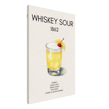 Whiskey Sour Cocktail Bar Art Print No Frame 60x90 cm 24x36″ Gallery Wrapped Canvas