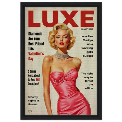 Marilyn Monroe Hollywood Glam Art Print 40x60 cm 16x24″ Framed Canvas Black Wood Frame