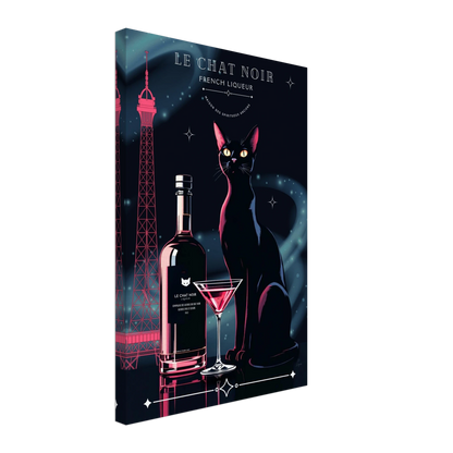 Art Deco Le Chat Noir French Black Cat Art Print 40x60 cm 16x24″ Gallery Wrapped Canvas No Frame