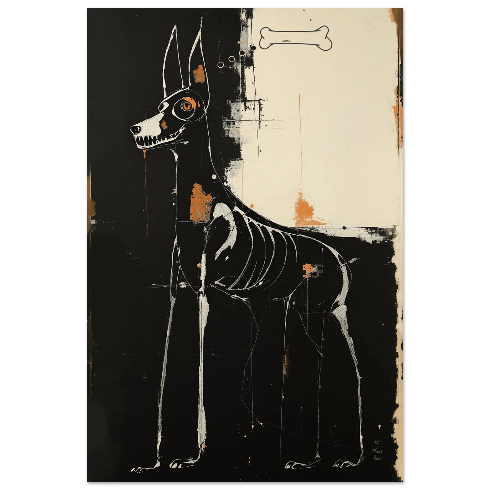 X-ray Skeleton Dog Abstract Art Poster Print 40x60 cm 16x24″ Museum-Quality Matte Paper Poster No Frame