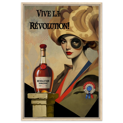 Vintage French Revolution Cognac Art Print Light Wood Frame 60x90 cm 24x36″ Framed Canvas