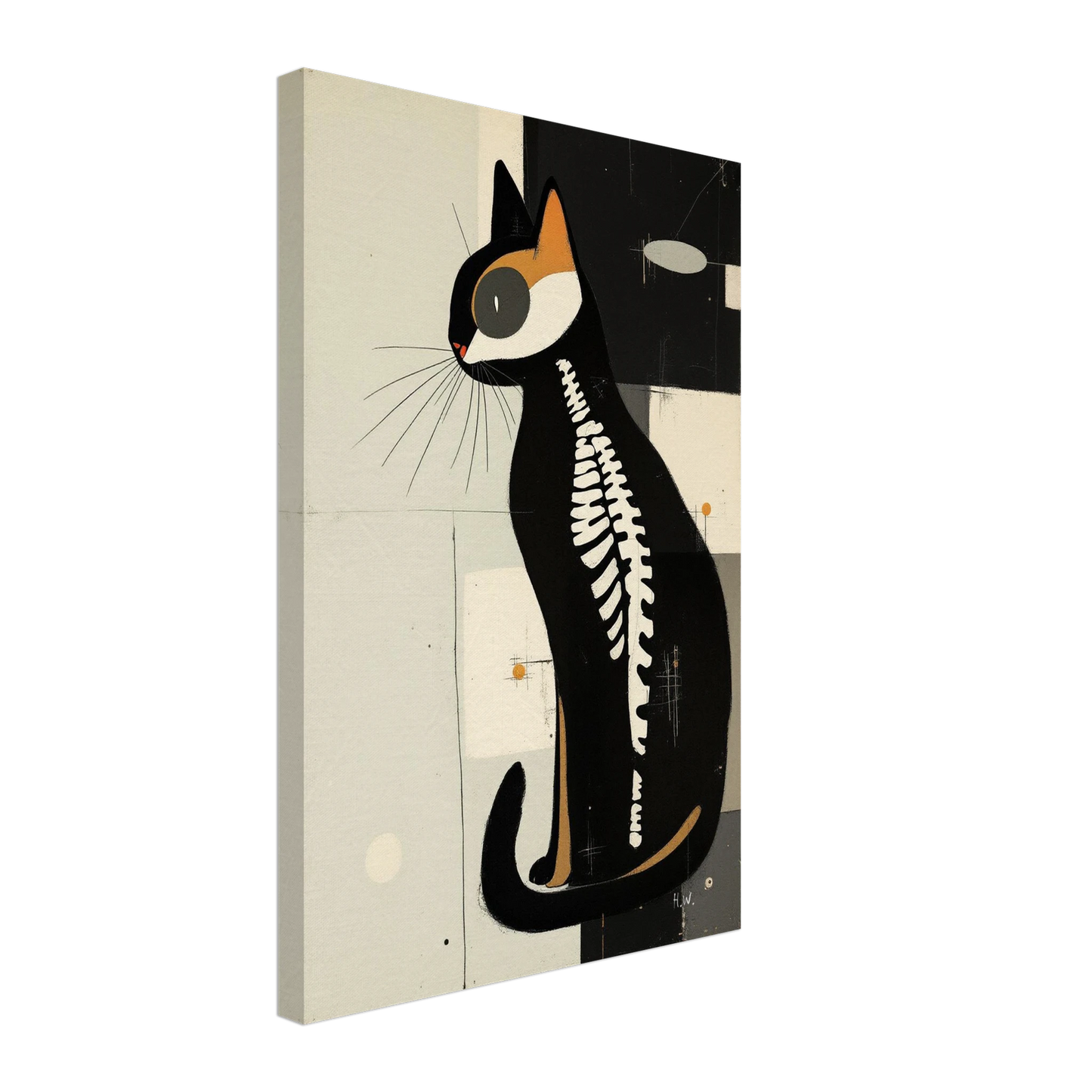 Modern Cat Skeleton Abstract Art Poster Print No Frame 40x60 cm 16x24″ Gallery Wrapped Canvas