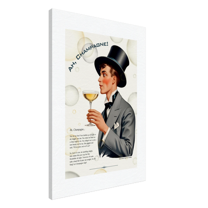 Art Deco Champagne Funny Poem Art Print 60x90 cm 24x36″ Museum-Quality Matte Paper Wooden Framed Poster Dark wood frame