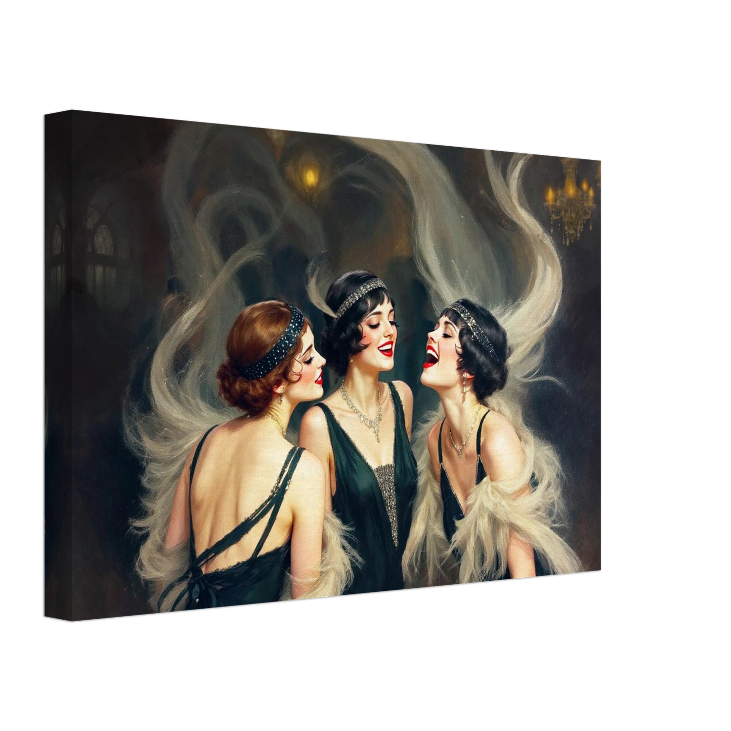 Flapper Girls Speakeasy Gatsby Art Print No Frame 30x45 cm 12x18″ Gallery Wrapped Canvas