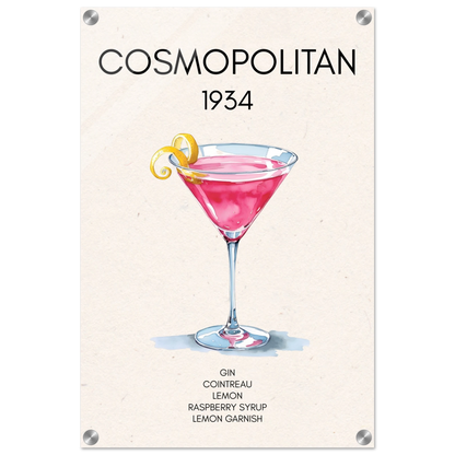 Cosmopolitan Cocktail Bar Art Print No Frame 40x60 cm 16x24″ Sleek Acrylic Print