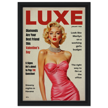 Marilyn Monroe Hollywood Glam Art Print 30x45 cm 12x18″ Framed Canvas Black Wood Frame