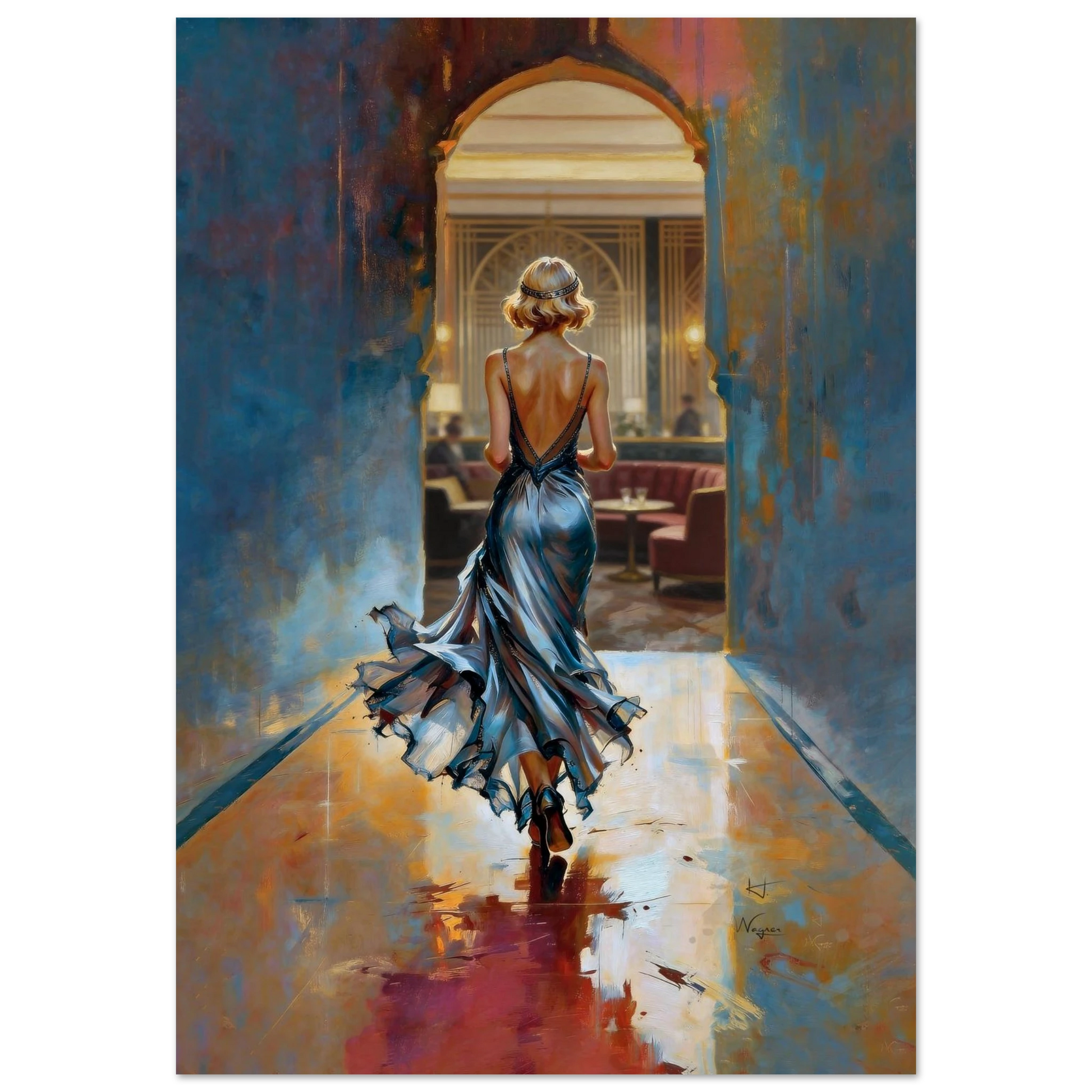 1920s Speakeasy Gatsby Flapper Art Deco Print 40x60 cm 16x24″ Museum-Quality Matte Framed Poster Black Wood Frame